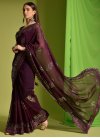 Lace Work Faux Georgette Designer Contemporary Style Saree - 3