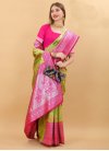 Mint Green and Rose Pink Woven Work Designer Traditional Saree - 1