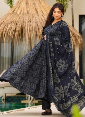 Maslin Readymade Salwar Suit with Digital Print Work in Black