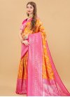 Jacquard Orange and Rose Pink Traditional Designer Saree For Casual - 2