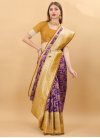 Mustard and Purple Designer Traditional Saree For Casual - 1