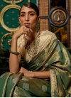 Beige and Green Traditional Saree For Festival - 1