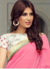 Sterling  Embroidered Work Hot Pink and Mint Green Half N Half Saree - 1