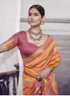 Hot Pink and Orange Silk Blend Designer Traditional Saree - 2