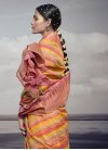 Hot Pink and Orange Silk Blend Designer Traditional Saree - 1