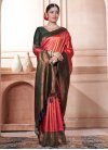 Bottle Green and Salmon Woven Work Traditional Designer Saree - 1