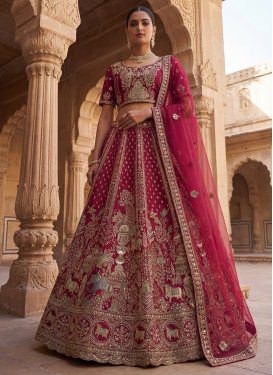 Embroidered Work Silk Designer Lehenga Choli in Rose Pink for Women