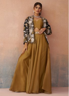 Black and Mustard Tissue Palazzo Suit with Cutdana Work for Festival