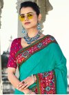 Rose Pink and Turquoise Designer Contemporary Saree For Festival - 1