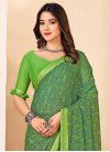 Green and Mint Green Digital Print Work Faux Chiffon Designer Contemporary Style Saree - 2
