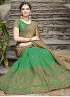 Beige and Green Silk Half N Half Trendy Saree - 1