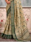 Cream and Green Trendy Classic Saree For Ceremonial - 2
