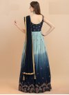 Georgette Firozi and Navy Blue Readymade Designer Gown For Festival - 1