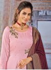 Dola Silk Maroon and Pink Embroidered Work Readymade Designer Gown - 1