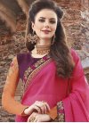 Coral and Rose Pink Embroidered Work Half N Half Trendy Saree - 1