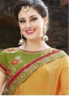 Silk Embroidered Work Olive and Yellow Half N Half Trendy Saree - 1