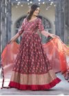 Red and Wine Georgette Readymade Floor Length Gown For Ceremonial - 3