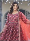 Red and Wine Georgette Readymade Floor Length Gown For Ceremonial - 2