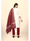 Cotton Maroon and White Pant Style Salwar Kameez - 1