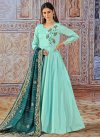 Sea Green and Teal Embroidered Work Readymade Designer Gown - 1