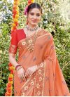 Peach and Red Designer Traditional Saree - 1