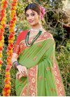 Cotton Silk Woven Work Mint Green and Red Designer Contemporary Style Saree - 1