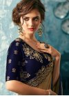Brown and Navy Blue Classic Saree - 1