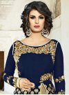 Beige and Navy Blue Pure Georgette Pant Style Designer Suit - 2
