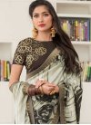 Digital Print Work Brown and Off White Trendy Saree - 1