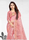Faux Chiffon Embroidered Work Trendy Classic Saree - 1
