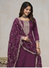 Vichitra Silk Pant Style Straight Salwar Kameez - 1