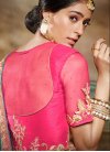 Luscious Light Blue and Rose Pink Embroidered Work Trendy Saree - 2