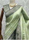 Woven Work Bottle Green and Mint Green Trendy Classic Saree - 1