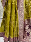 Woven Work Olive and Wine Designer Contemporary Style Saree - 3