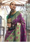 Sea Green and Violet Handloom Silk Trendy Classic Saree - 1