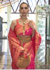 Hot Pink and Peach Traditional Designer Saree For Festival - 1