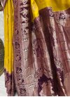 Mustard and Purple Handloom Silk Designer Contemporary Saree - 3