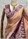 Peach and Wine Woven Work Designer Traditional Saree - 1