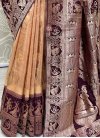 Peach and Wine Woven Work Designer Traditional Saree - 3