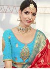 Light Blue and Red Contemporary Style Saree - 1