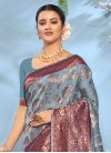 Light Blue and Navy Blue Woven Work Trendy Classic Saree - 1