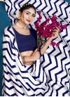 Beads Work Navy Blue and White Designer Contemporary Style Saree - 1