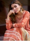 Off White and Peach Cotton Blend Pant Style Straight Salwar Suit - 2