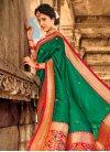 Bottle Green and Red Designer Contemporary Saree - 1