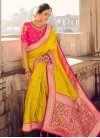 Magenta and Yellow Banarasi Silk Designer Contemporary Saree - 1