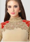 Faux Georgette Beige and Red Long Length Pakistani Salwar Suit - 1