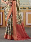 Red and Sea Green Designer Traditional Saree For Festival - 3