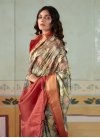 Red and Sea Green Designer Traditional Saree For Festival - 2