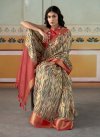 Handloom Silk Cream and Red Digital Print Work Trendy Classic Saree - 2