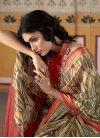 Handloom Silk Cream and Red Digital Print Work Trendy Classic Saree - 1